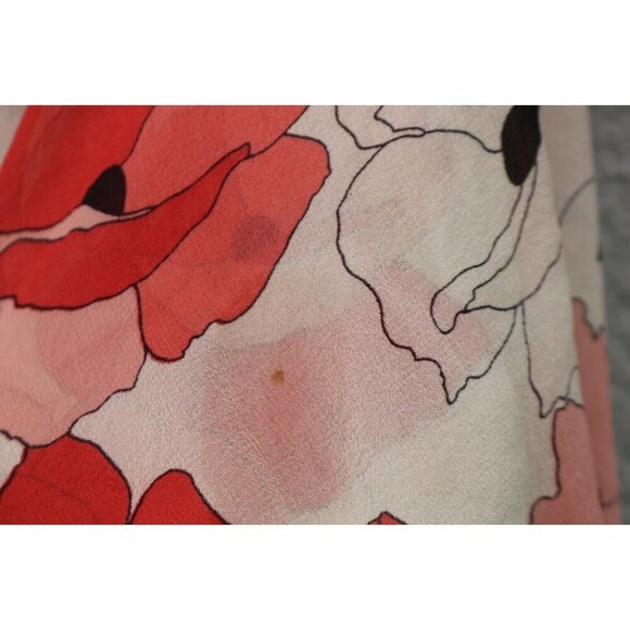 Moulinette Soeurs-Anthropologie Sheer Poppy Dress-Size 0-Satin Trim-100% Silk - Picture 6 of 6